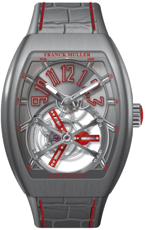 Best FRANCK MULLER Vanguard Gravity Tourbillon Brushed Titanium - Red V 45 T GR CS (ER) (BR TT) (TT.TT RGE) Replica Watch